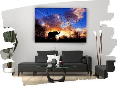 Peinture éléphant moderne dans un salon