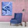 Tableau Abstrait Bleu Ciel Gris au mur