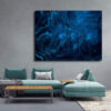 Tableau Abstrait Bleu Et Noir au mur