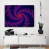 Tableau Abstrait Bleu Rouge au mur