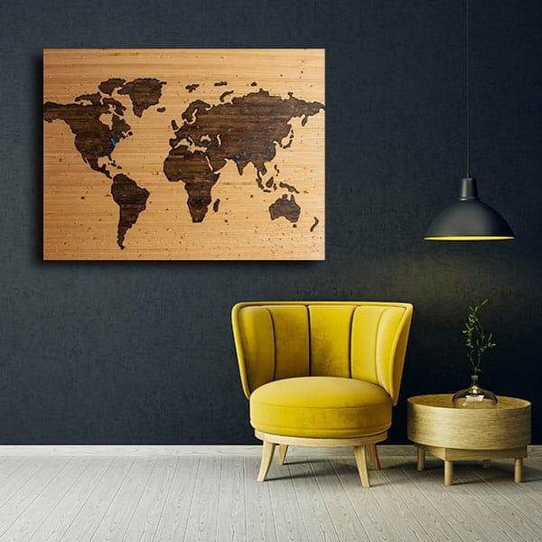 Carte du monde bois