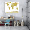 Tableau Carte Du Monde Jaune au mur