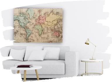Tableau carte du monde vintage dans un salon