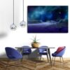 Tableau Contemporain Vert Bleu au mur