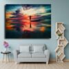 Tableau Coucher De Soleil Moitié Reflet Mer au mur