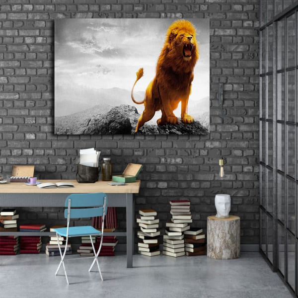 Tableau Lion En Couleur au mur