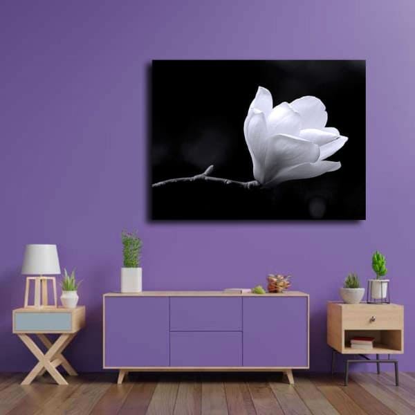 Tableau Moderne Fleur Blanche au mur