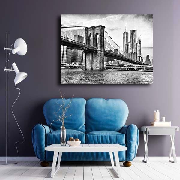 Tableau New York Pont De Brooklyn Noir Et Blanc au mur