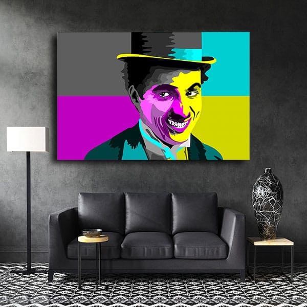 Tableau Pop Art Charlie Chaplin au mur