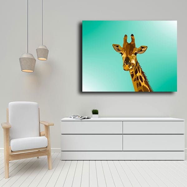Tableau Pop Art Girafe au mur