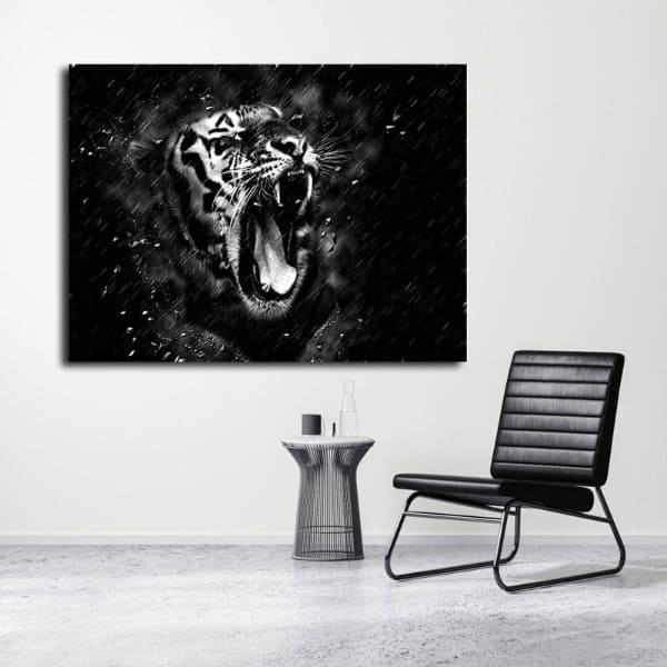 Tableau Tigre Noir Et Blanc Pas Cher au mur