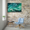 Tableau Vert Et Blanc au mur