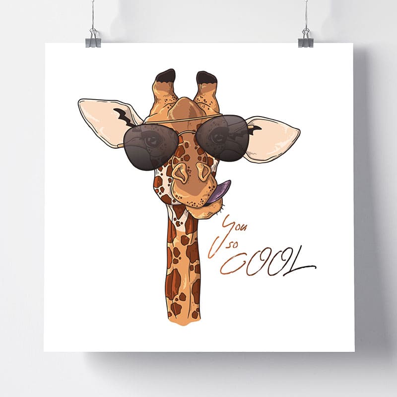 Tableau Girafe Lunettes Version Affiche Photo Imprimée