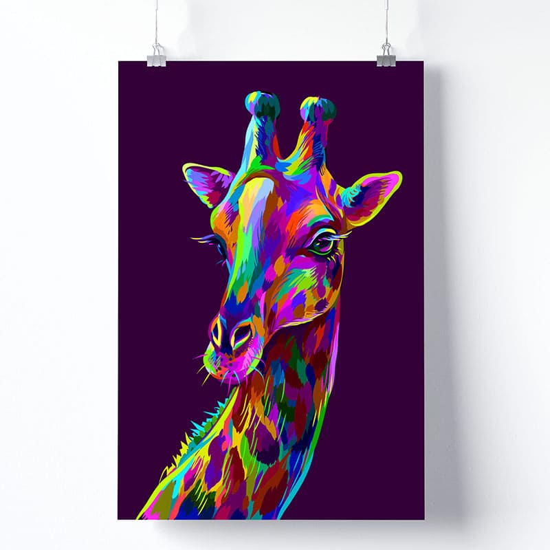 Tableau Girafe Pop Art Version Affiche Photo Imprimée