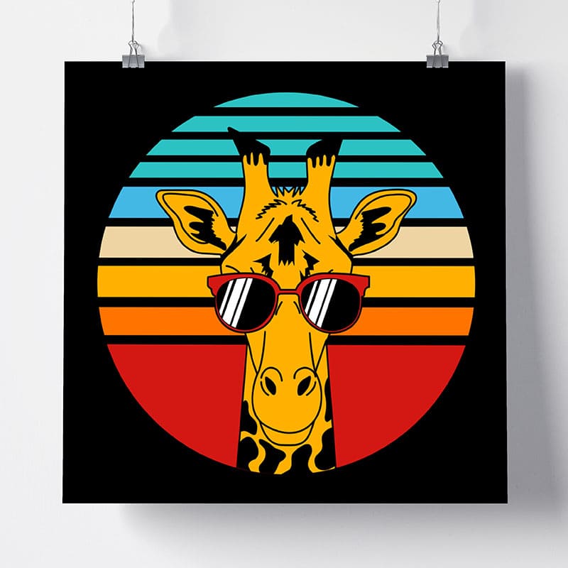 Tableau Girafe Pop Star Version Affiche Photo Imprimée