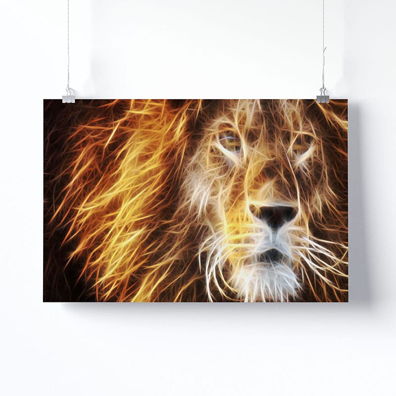 Tableau Lion 3D Version Affiche Photo Imprimée