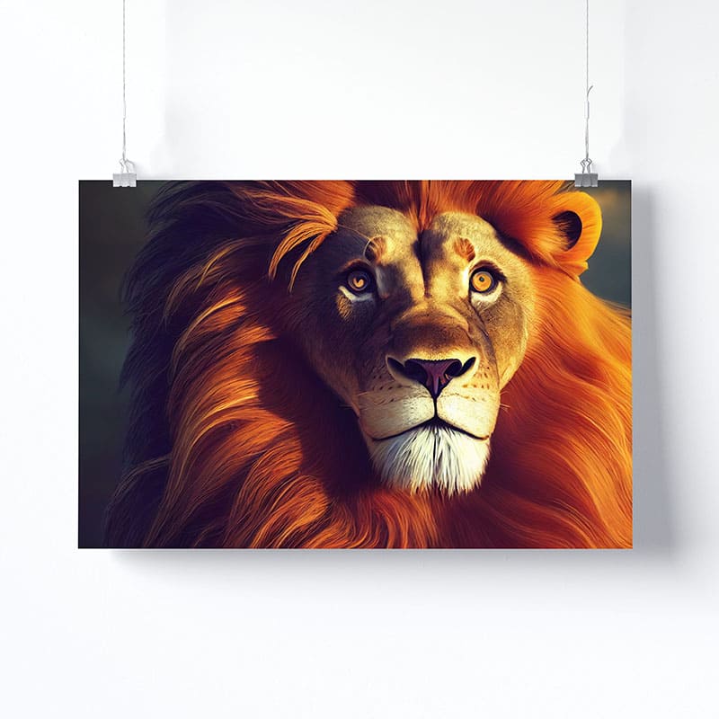 Tableau Lion Couleur Version Affiche Photo Imprimée
