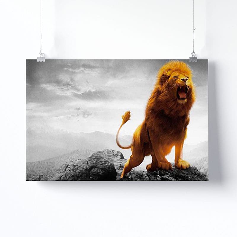 Tableau Lion En Couleur Version Affiche Photo Imprimée