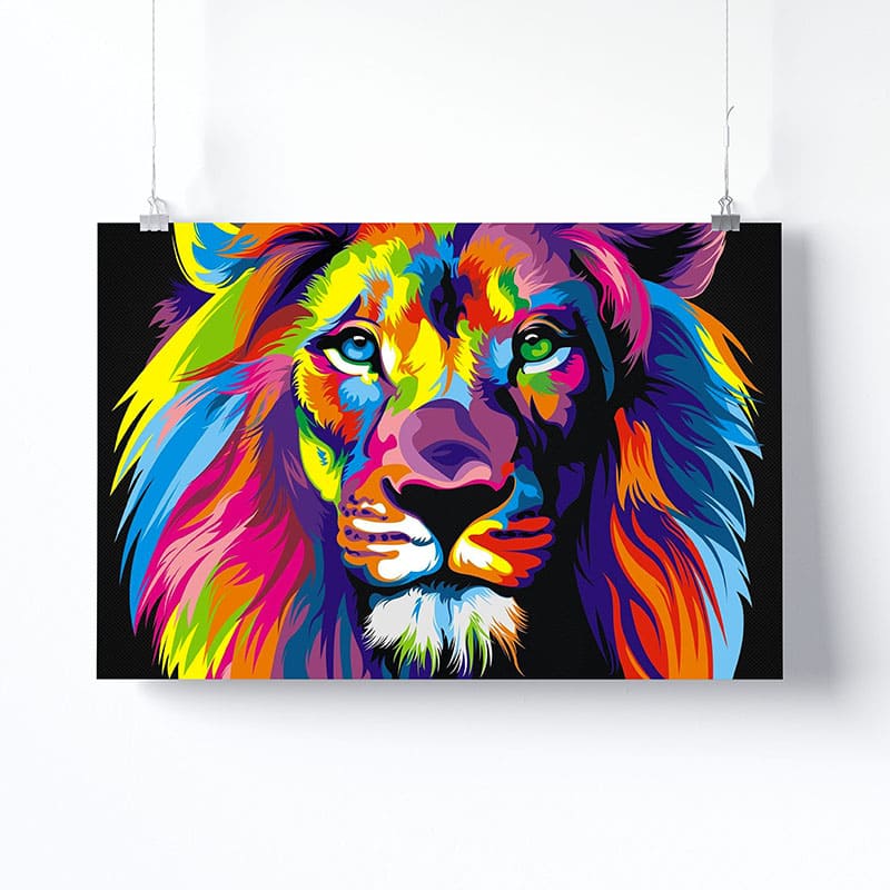 Tableau Lion Pop Art Couleur Version Affiche Photo Imprimée