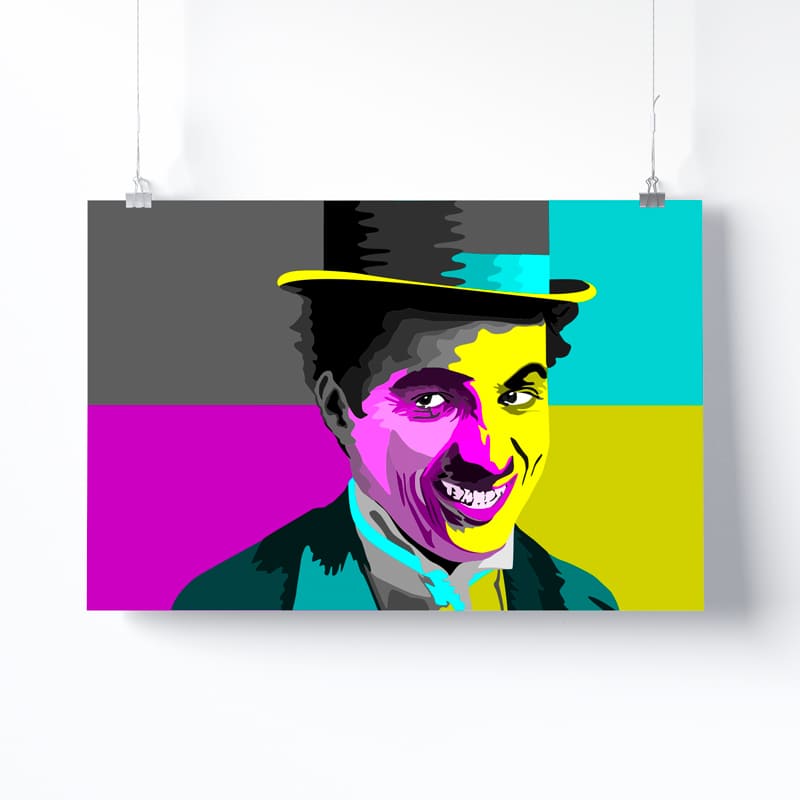 Tableau Pop Art Charlie Chaplin Version Affiche Photo Imprimée