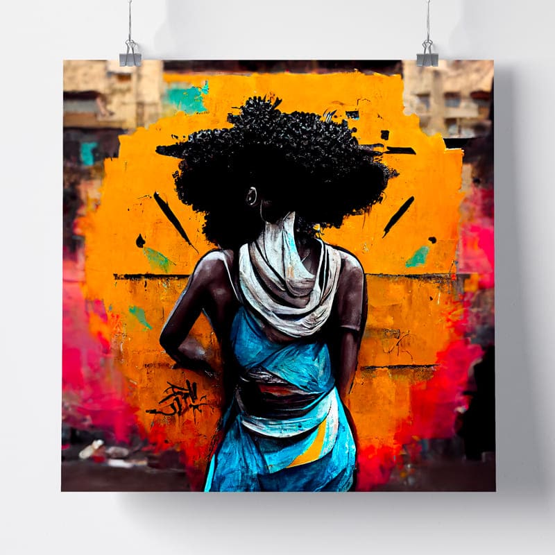 Tableau Street Art Afro Version affiche photo imprimée