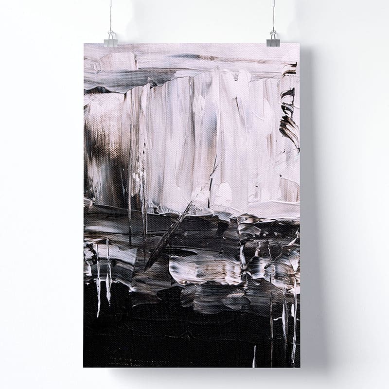 Poster avec l'œuvre « Paysage Abstrait Japan Art Noir et Blanc