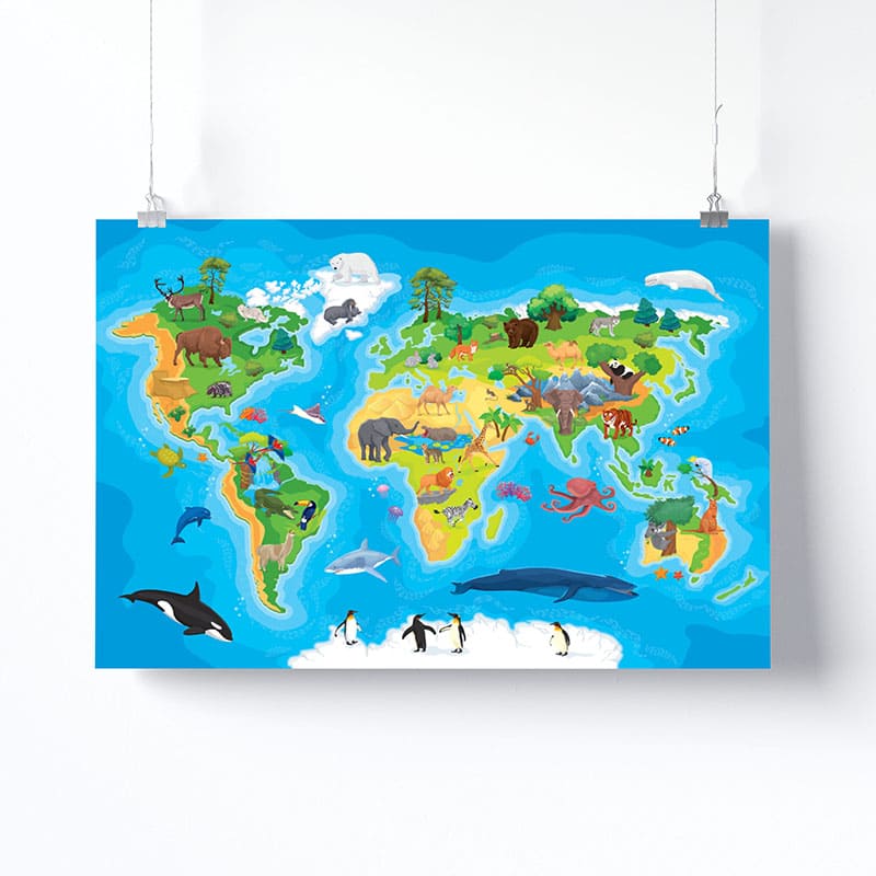 Affiche enfant carte du Monde