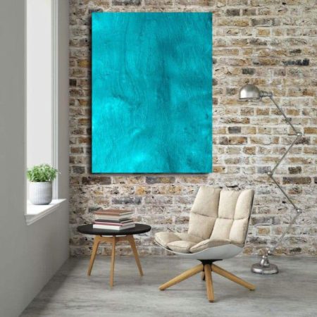 Tableau Abstrait Bleu Turquoise au mur