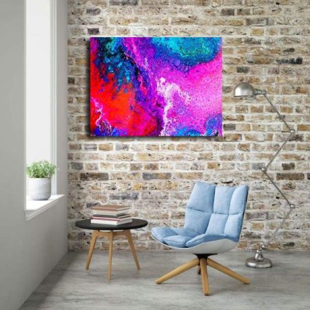 Tableau Abstrait Contemporain Couleur Chaude au mur