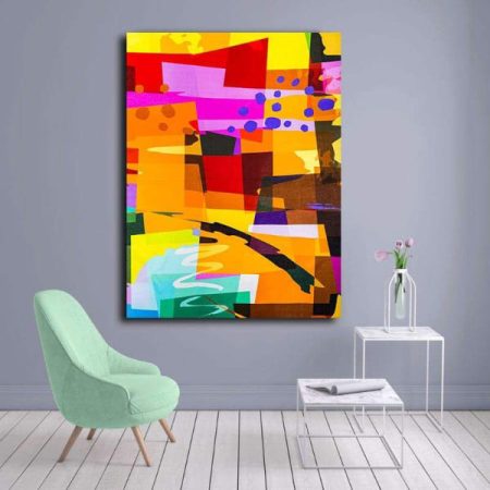 Tableau Abstrait Contemporain Vertical au mur