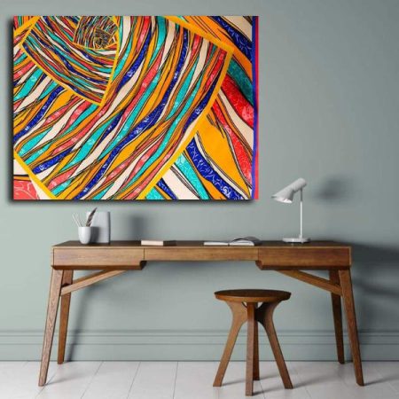 Tableau Abstrait Couleur Chaude au mur