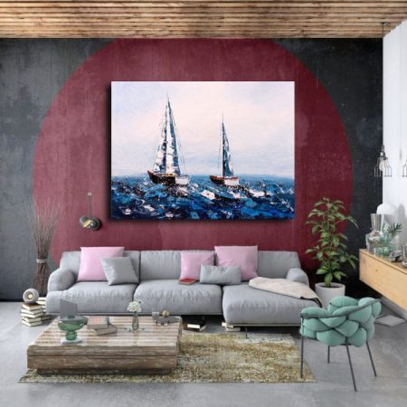 Tableau Abstrait Marine au mur