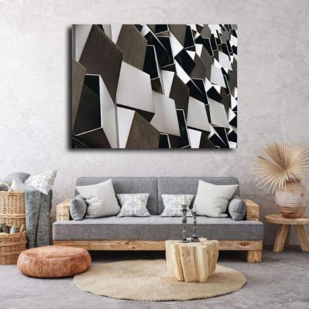 Tableau Abstrait Moderne Gris au mur