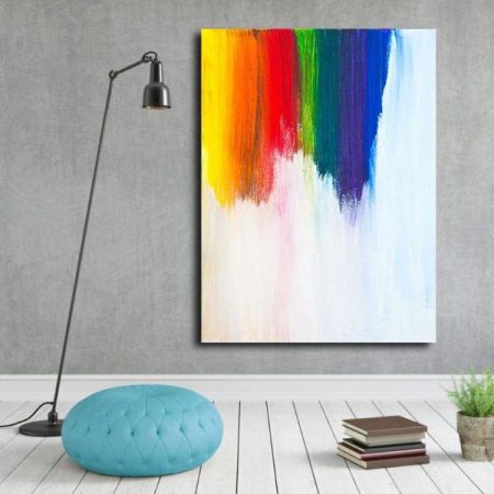 Tableau Abstrait Moderne Multicolore au mur