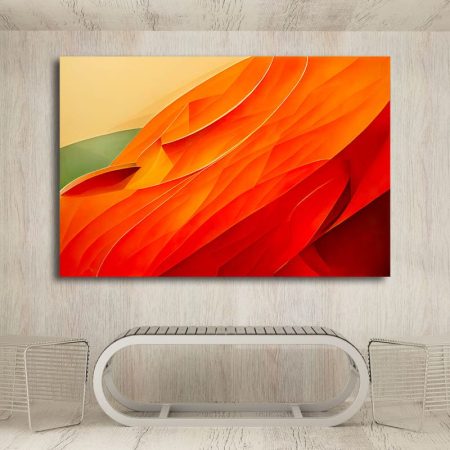 Tableau Abstrait Moderne Orange au mur