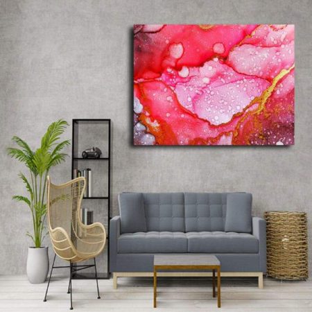 Tableau Abstrait Moderne Rose au mur