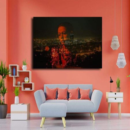 Tableau Abstrait Moderne Rouge Et Noir au mur