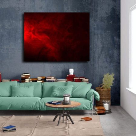 Tableau Abstrait Noir et Rouge Moderne au mur