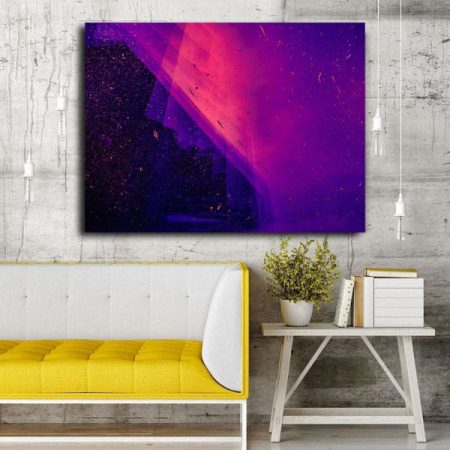 Tableau Abstrait Rose Et Violet au mur