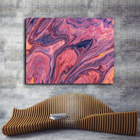 Tableau Abstrait Rose Violet au mur