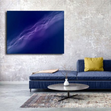 Tableau Bleu Abstrait au mur