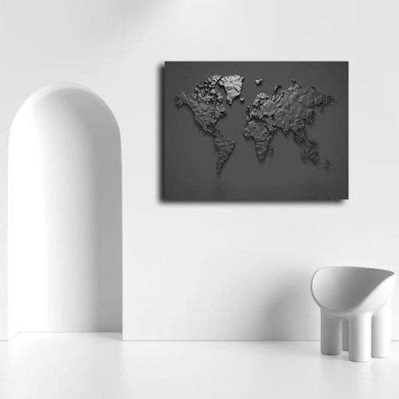 Tableau Carte Du Monde 3D au mur