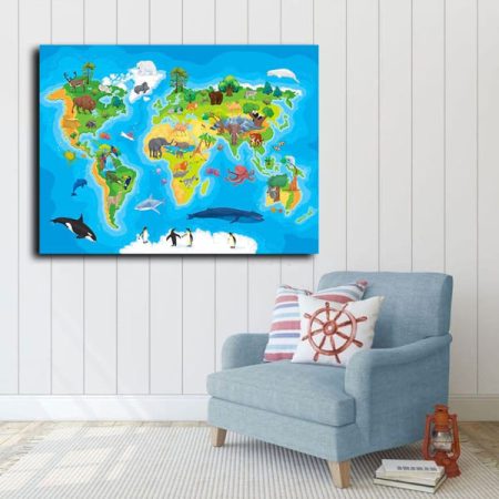 Tableau Carte Du Monde Enfant au mur