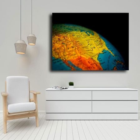 Tableau Carte Du Monde Multicolore au mur