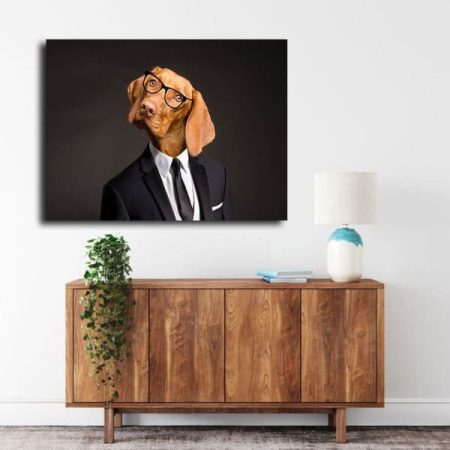 Tableau Chien Costume au mur