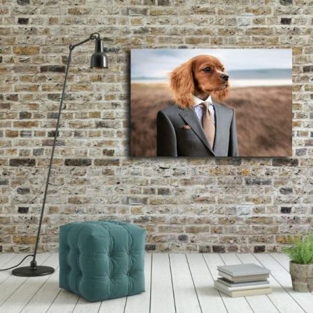 Tableau Chien Humain au mur