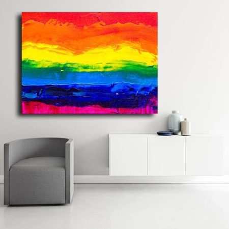 Tableau Contemporain Multicolore au mur