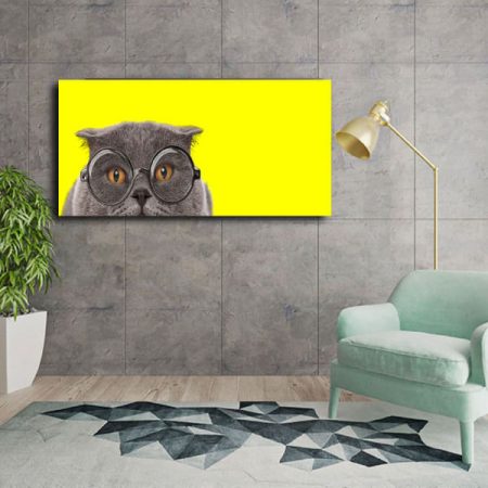 Tableau Jaune Chat au mur