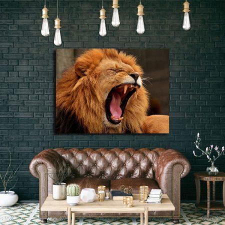 Tableau Lion Rugissant au mur