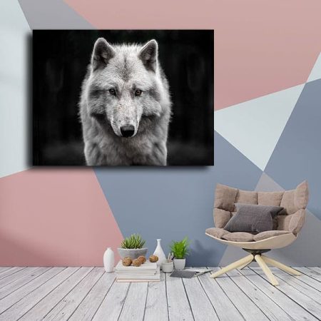 Tableau Noir Et Blanc Loup au mur